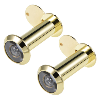 Harfington Uxcell Brass Door Viewer Peephole for 59mm-90mm Doors, Polished Gold Finish, 2 Pcs