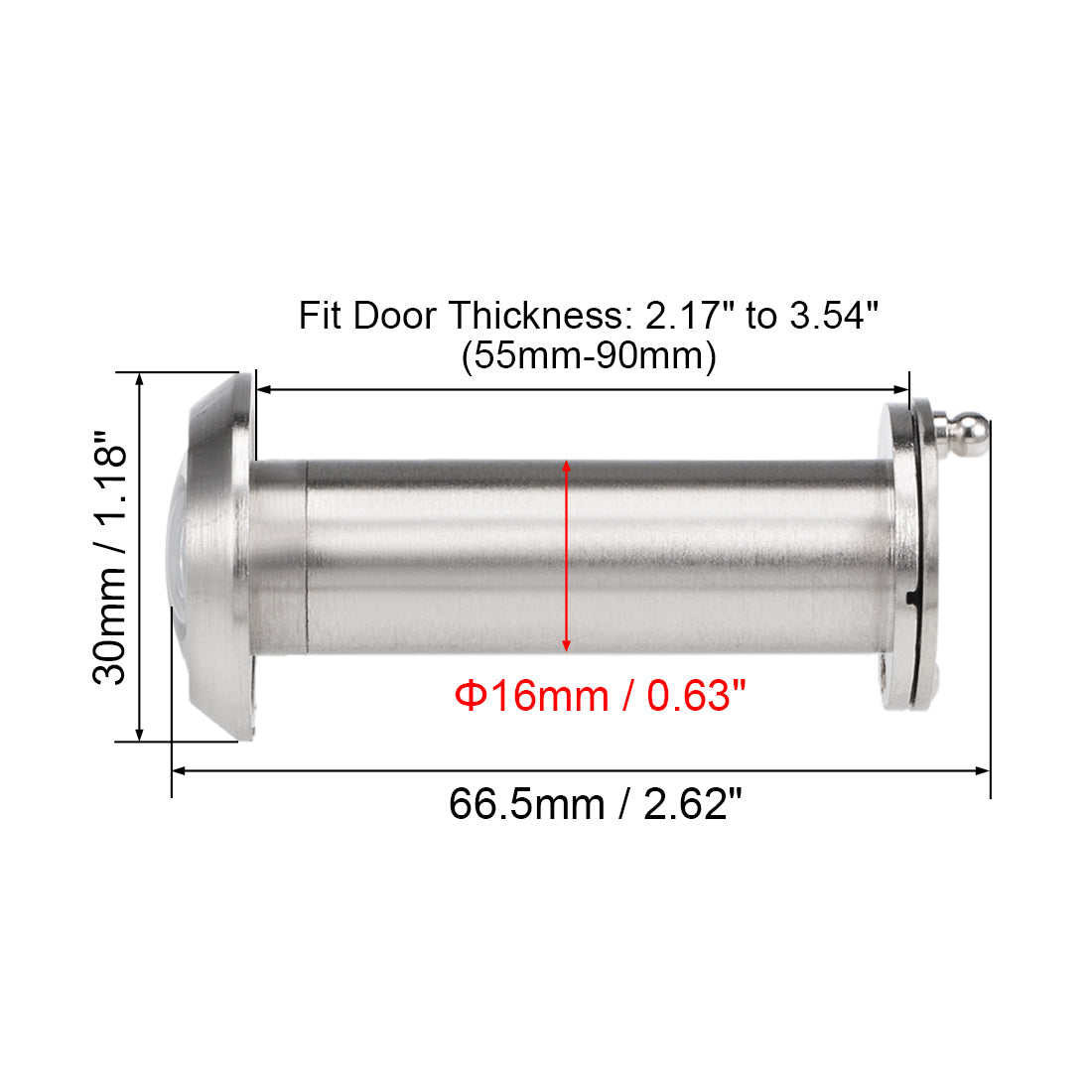 uxcell Uxcell Brass Door Viewer Peephole for 55mm-90mm Doors, Brushed Satin Chrome Finish