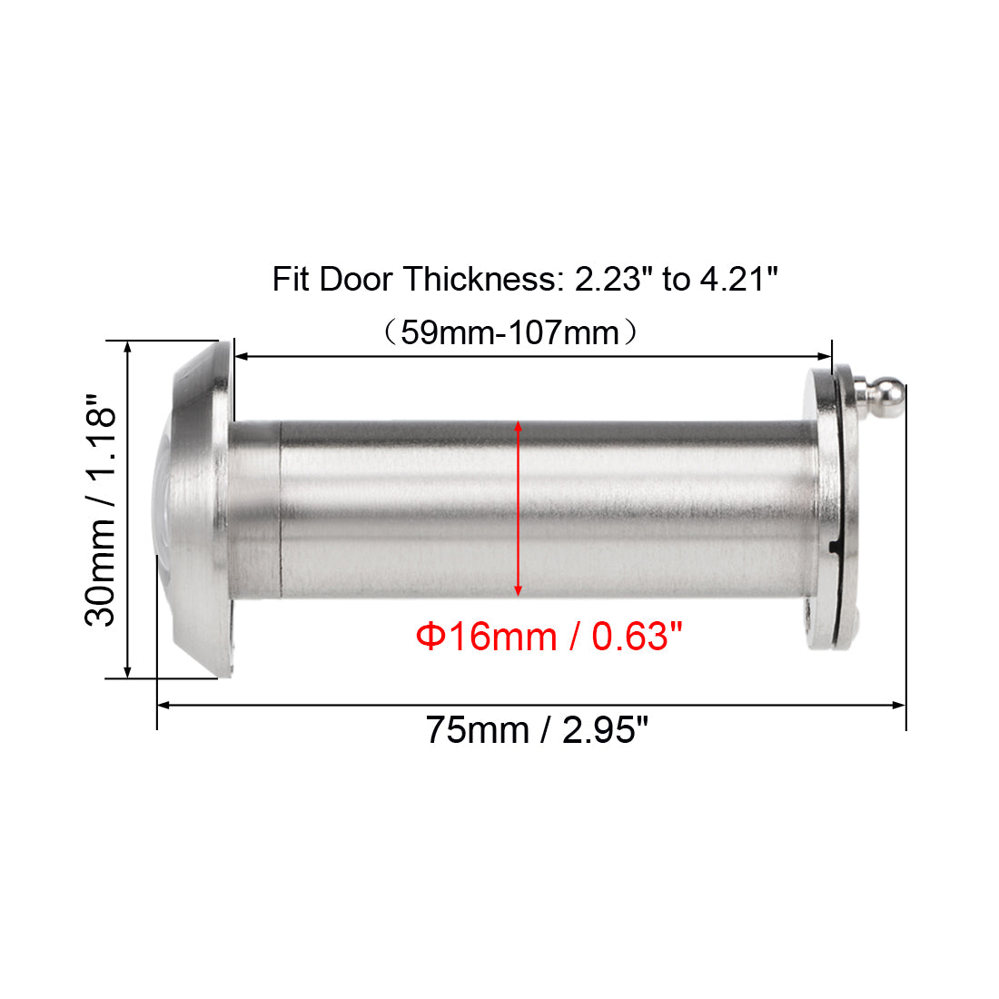 uxcell Uxcell Brass Door Viewer for 55mm-107mm Doors, Brushed Satin Chrome Finish, 2 Pcs