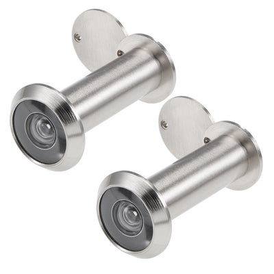 Harfington Uxcell Brass Door Viewer for 55mm-107mm Doors, Brushed Satin Chrome Finish, 2 Pcs