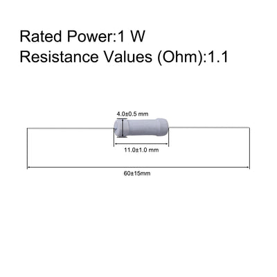 Harfington Uxcell 100 Pcs 1W 1 Watt Metal Oxide Film Resistor Axile Lead 1.1 Ohm ±5% Tolerance