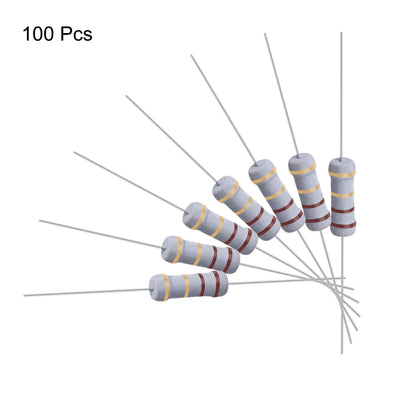 Harfington Uxcell 100 Pcs 1W 1 Watt Metal Oxide Film Resistor Axile Lead 1.1 Ohm ±5% Tolerance