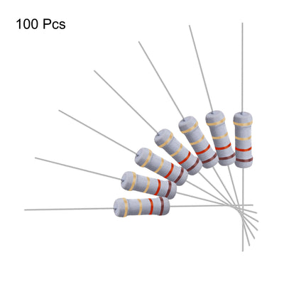 Harfington Uxcell 100 Pcs 1W 1 Watt Metal Oxide Film Resistor Axile Lead 1.2 Ohm ±5% Tolerance