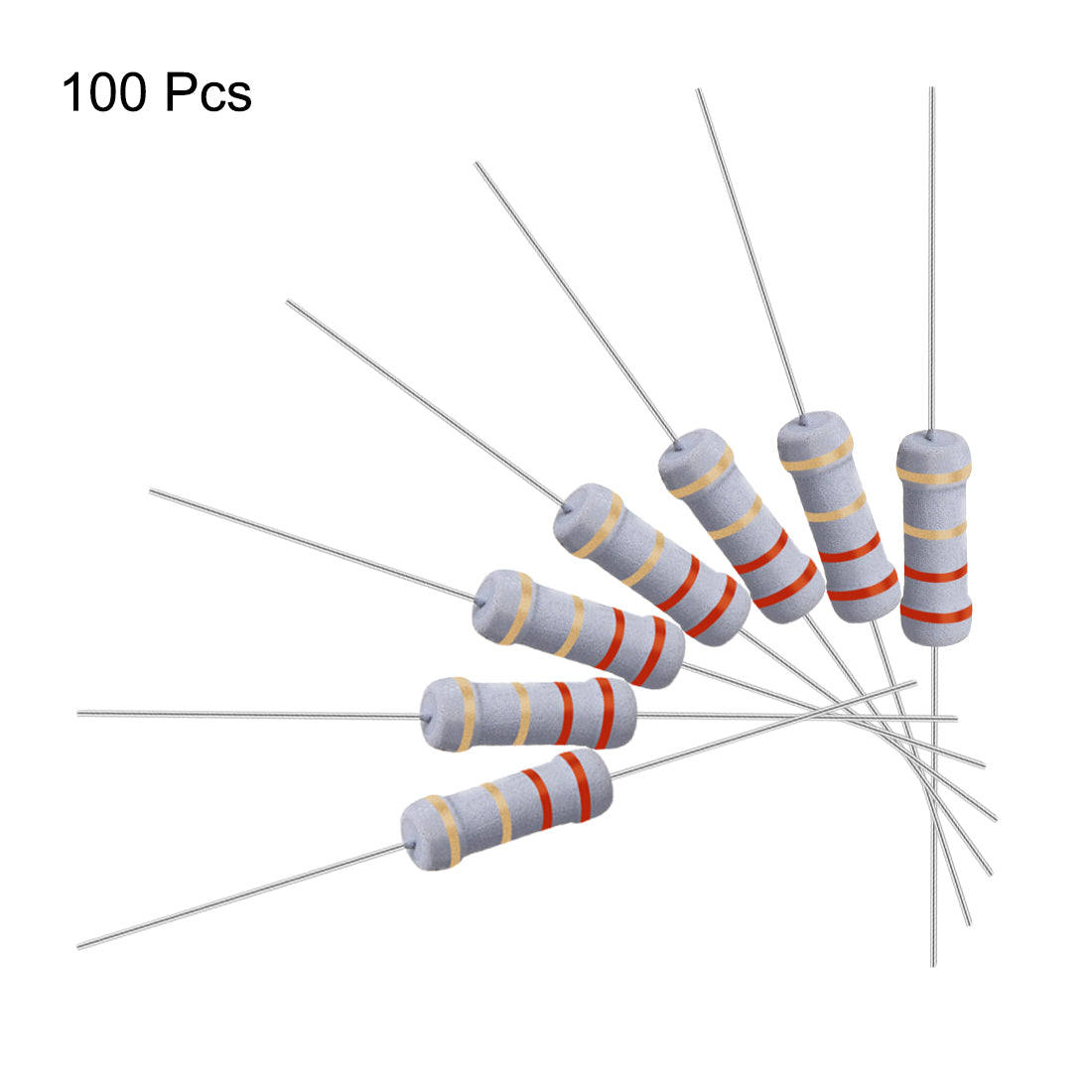 uxcell Uxcell 100 Pcs 1W 1 Watt Metal Oxide Film Resistor Axile Lead 2.2 Ohm ±5% Tolerance