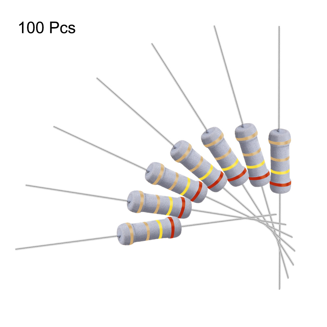 uxcell Uxcell 100 Pcs 1W 1 Watt Metal Oxide Film Resistor Axile Lead 2.4 Ohm ±5% Tolerance