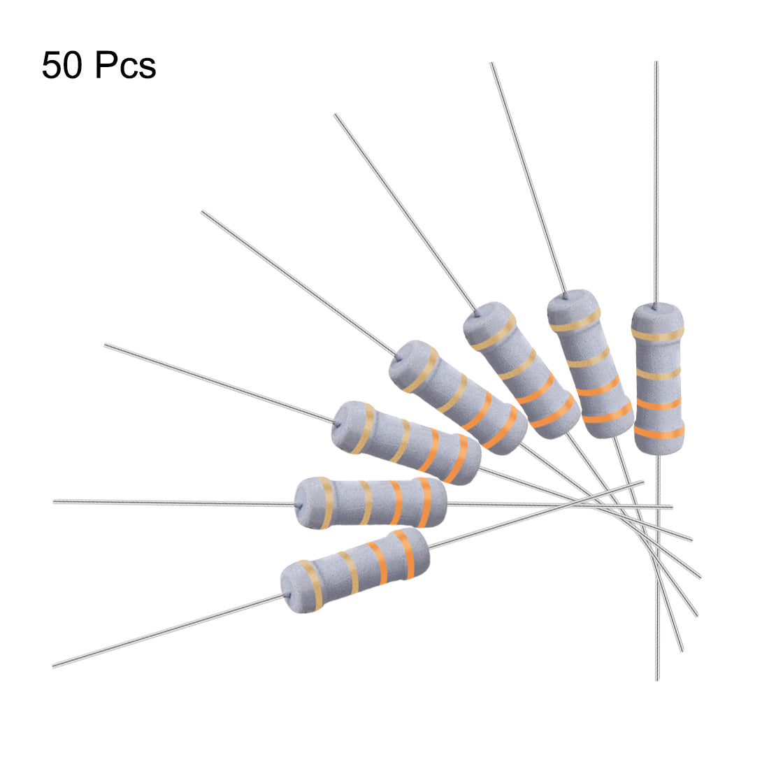 uxcell Uxcell 50 Pcs 1W 1 Watt Metal Oxide Film Resistor Axile Lead 3.3 Ohm ±5% Tolerance