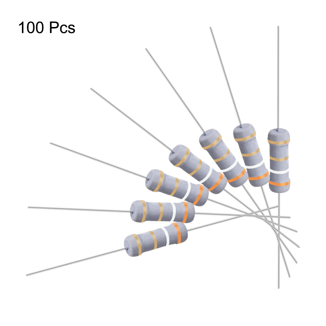 uxcell Uxcell 100 Pcs 1W 1 Watt Metal Oxide Film Resistor Axile Lead 3.9 Ohm ±5% Tolerance