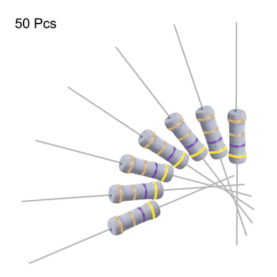Harfington Uxcell 50 Pcs 1W 1 Watt Metal Oxide Film Resistor Axile Lead 4.7 Ohm ±5% Tolerance