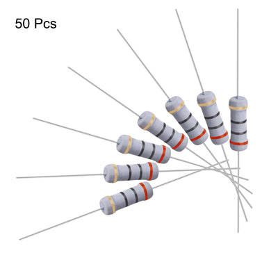 Harfington Uxcell 50 Stücke 1 Watt Metalloxidschichtwiderstand Axiale Führung 20 Ohm ± 5% Toleranz