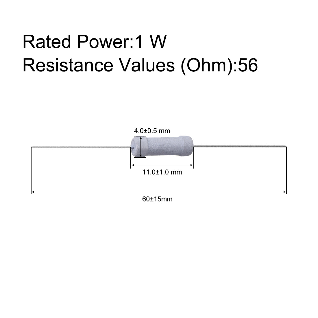 uxcell Uxcell 100 Pcs 1W 1 Watt Metal Oxide Film Resistor Axile Lead 56 Ohm ±5% Tolerance