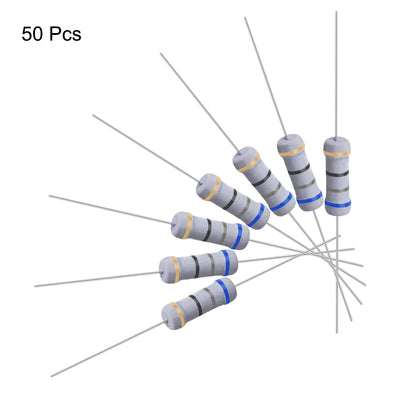 Harfington Uxcell 50 Pcs 1W 1 Watt Metal Oxide Film Resistor Lead 68 Ohm ±5% Tolerance