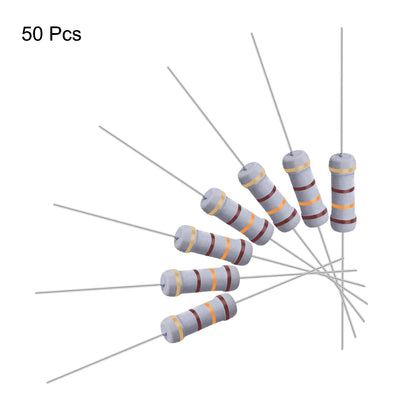 Harfington Uxcell 50 Pcs 1W 1 Watt Metal Oxide Film Resistor Axile Lead 130 Ohm ±5% Tolerance