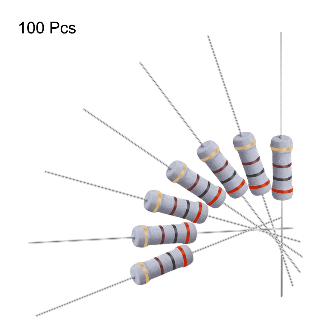 uxcell Uxcell 100 Pcs 1W 1 Watt Metal Oxide Film Resistor Axile Lead 200 Ohm ±5% Tolerance