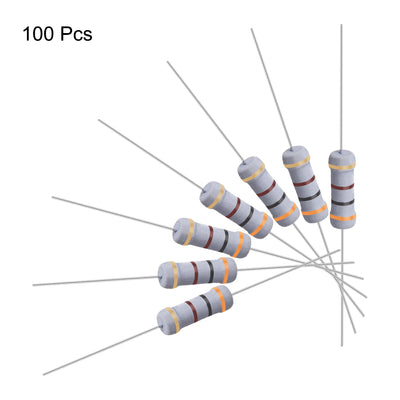 Harfington Uxcell 100 Pcs 1W 1 Watt Metal Oxide Film Resistor Axile Lead 300 Ohm ±5% Tolerance