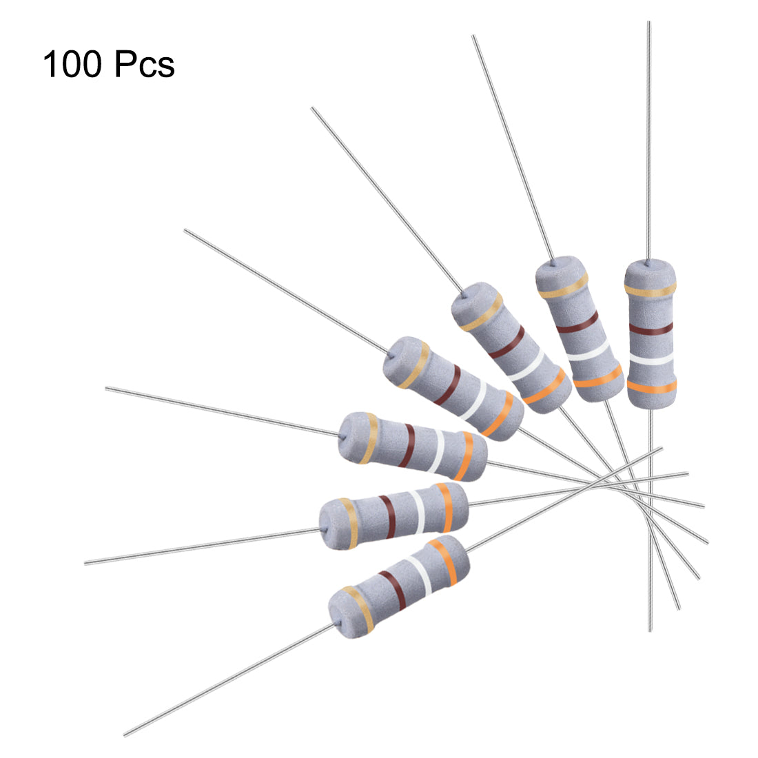 uxcell Uxcell 100 Pcs 1W 1 Watt Metal Oxide Film Resistor Axile Lead 390 Ohm ±5% Tolerance