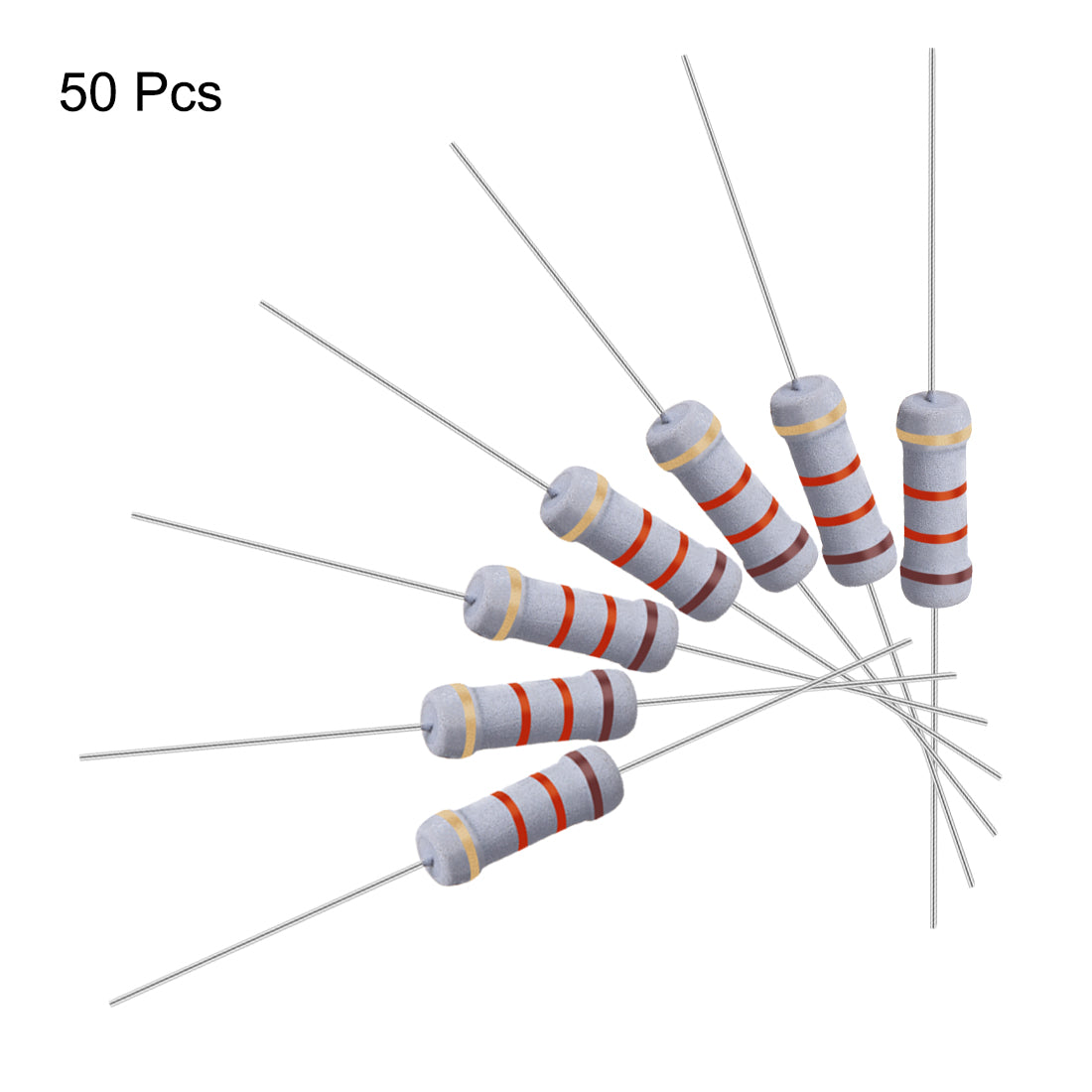 uxcell Uxcell 50 Pcs 1W 1 Watt Metal Oxide Film Resistor Lead 1.2K Ohm ±5% Tolerance