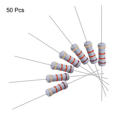 Harfington Uxcell 50 Pcs 1W 1 Watt Metal Oxide Film Resistor Lead 1.2K Ohm ±5% Tolerance