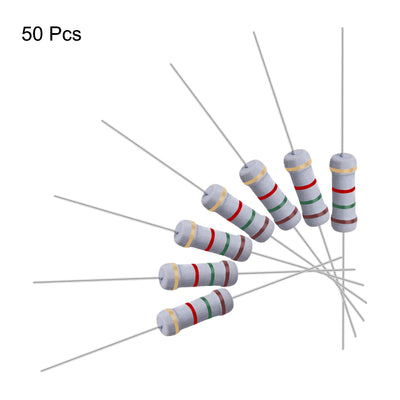 Harfington Uxcell 50 Pcs 1W 1 Watt Metal Oxide Film Resistor Lead 1.5K Ohm ±5% Tolerance