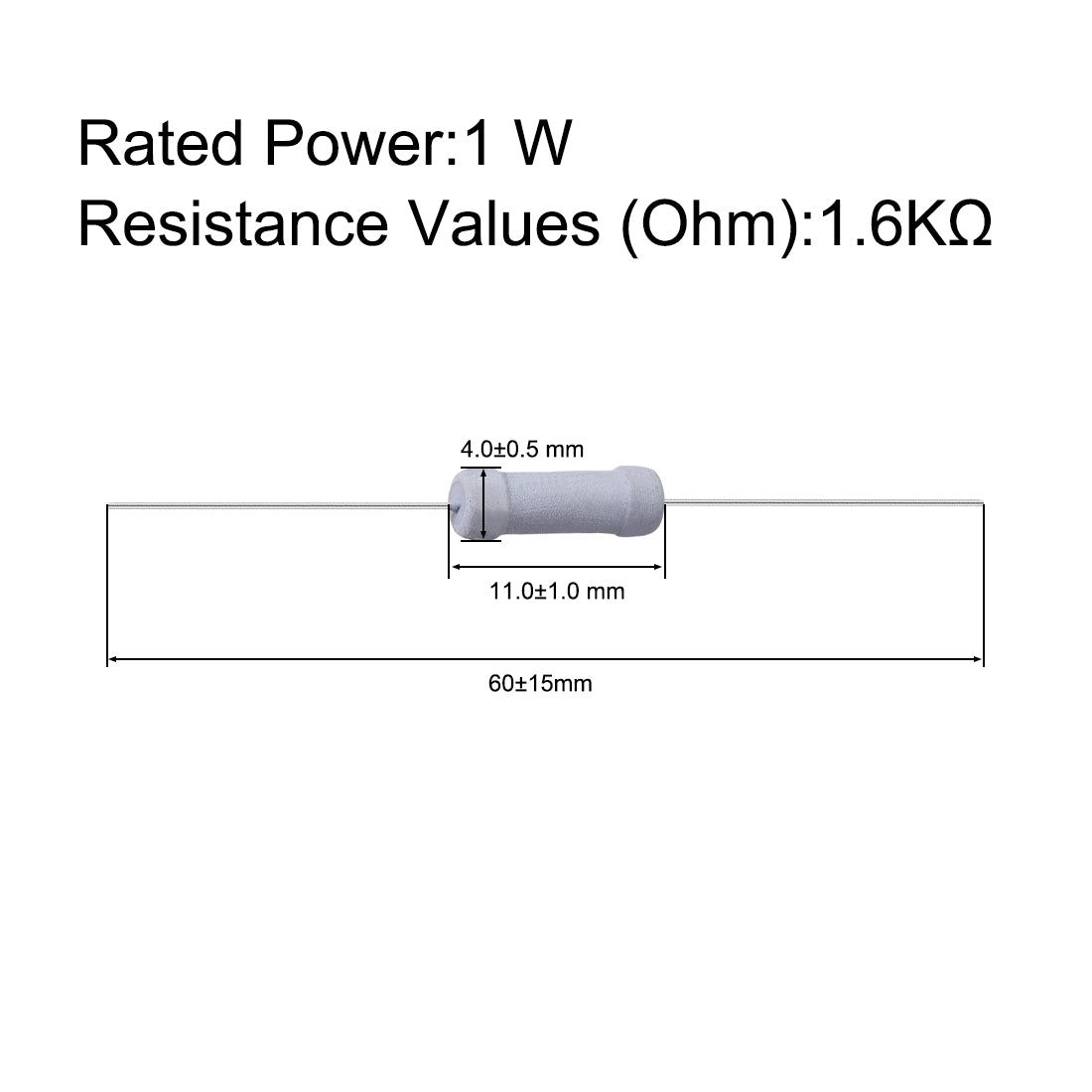 uxcell Uxcell 100 Pcs 1W 1 Watt Metal Oxide Film Resistor Axile Lead 1.6K Ohm ±5% Tolerance