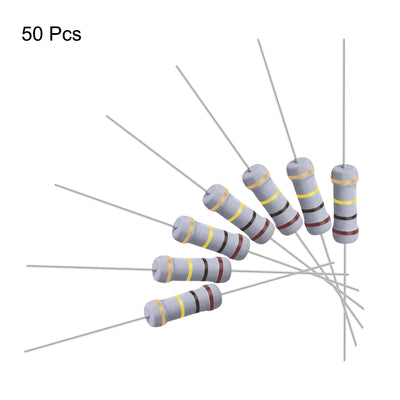 Harfington Uxcell 50 Pcs 1W 1 Watt Metal Oxide Film Resistor Axile Lead 100K Ohm ±5% Tolerance