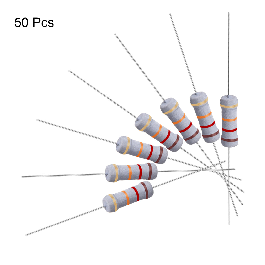 uxcell Uxcell 50 Pcs 1W 1 Watt Metal Oxide Film Resistor Axile Lead 12K Ohm ±5% Tolerance