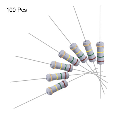 Harfington Uxcell 100 Pcs 1W 1 Watt Metal Oxide Film Resistor Axile Lead 150K Ohm ±5% Tolerance