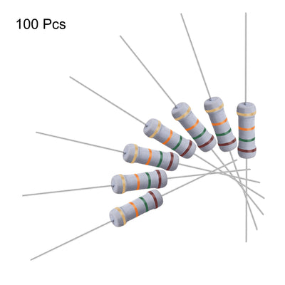 Harfington Uxcell 100 Pcs 1W 1 Watt Metal Oxide Film Resistor Axile Lead 15K Ohm ±5% Tolerance