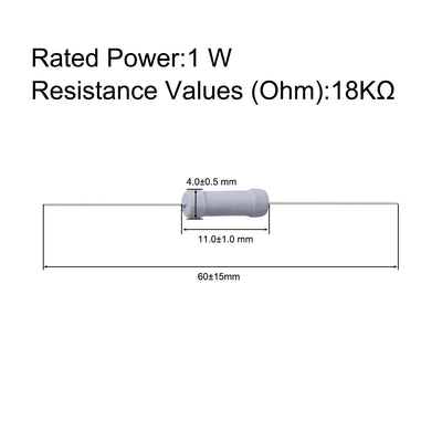 Harfington Uxcell 100 Pcs 1W 1 Watt Metal Oxide Film Resistor Axile Lead 18K Ohm ±5% Tolerance