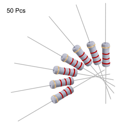 Harfington Uxcell 50 stk. 1 W 1 Watt Metalloxidschichtwiderstand Axial 2.2K Ohm ± 5% Toleranz