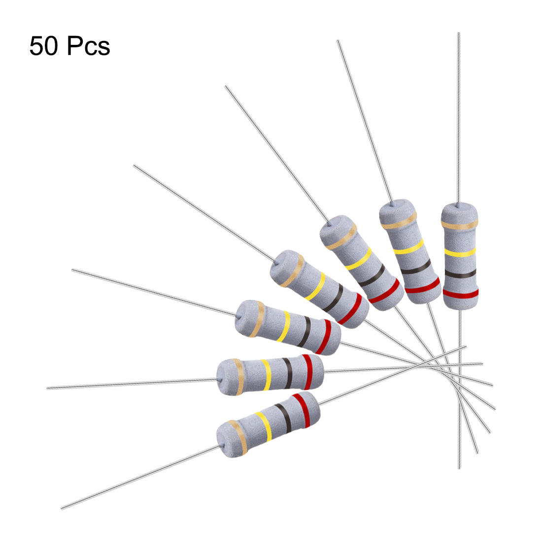 uxcell Uxcell 50 Pcs 1W 1 Watt Metal Oxide Film Resistor Axile Lead 200K Ohm ±5% Tolerance