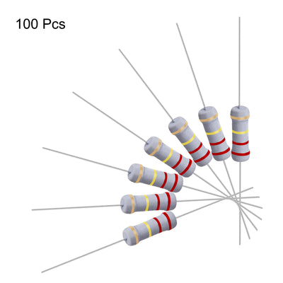 Harfington Uxcell 100 Pcs 1W 1 Watt Metal Oxide Film Resistor Axile Lead 220K Ohm ±5% Tolerance