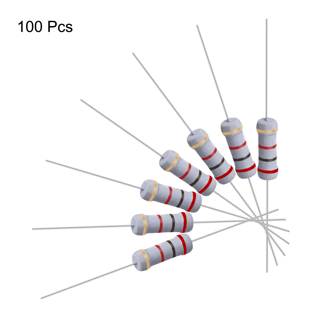 uxcell Uxcell 100 Pcs 1W 1 Watt Metal Oxide Film Resistor Axile Lead 2K Ohm ±5% Tolerance