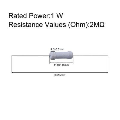 Harfington Uxcell 100 Pcs 1W 1 Watt Metal Oxide Film Resistor Lead 2M Ohm ±5% Tolerance