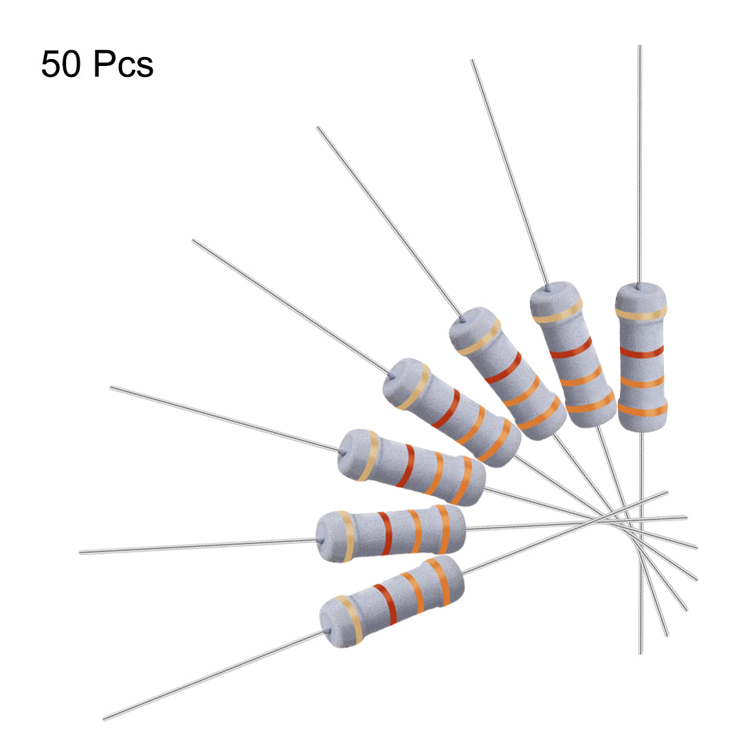 uxcell Uxcell 50 Pcs 1W 1 Watt Metal Oxide Film Resistor Axile Lead 3.3K Ohm ±5% Tolerance