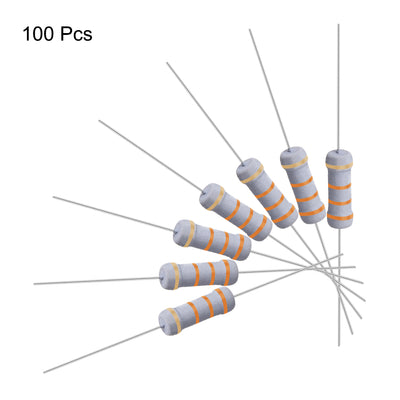 Harfington Uxcell 100 Pcs 1W 1 Watt Metal Oxide Film Resistor Axile Lead 33K Ohm ±5% Tolerance