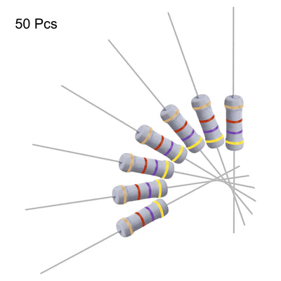 Harfington Uxcell 50 Pcs 1W 1 Watt Metal Oxide Film Resistor Axile Lead 4.7K Ohm ±5% Tolerance