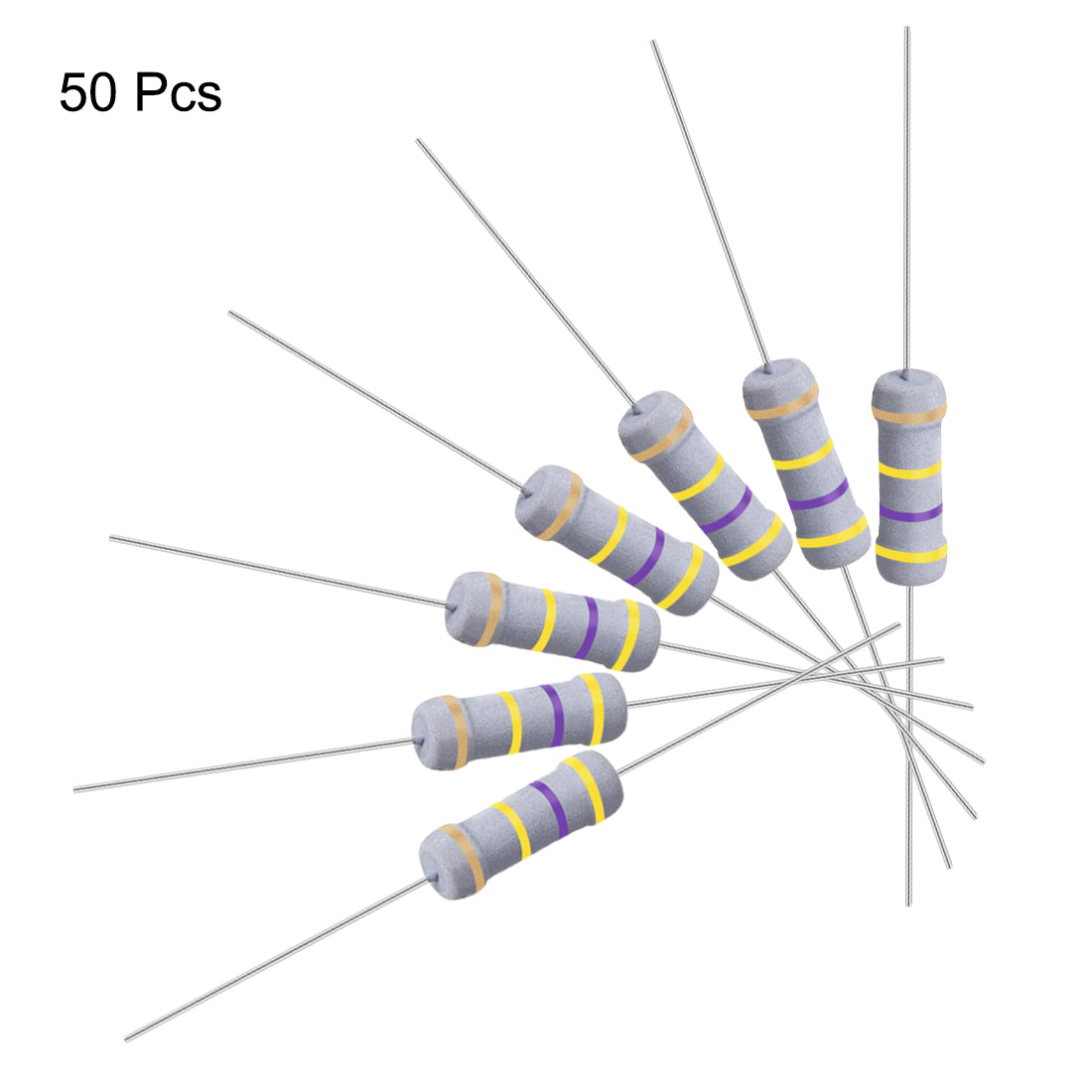 uxcell Uxcell 50 Pcs 1W 1 Watt Metal Oxide Film Resistor Axile Lead 470K Ohm ±5% Tolerance