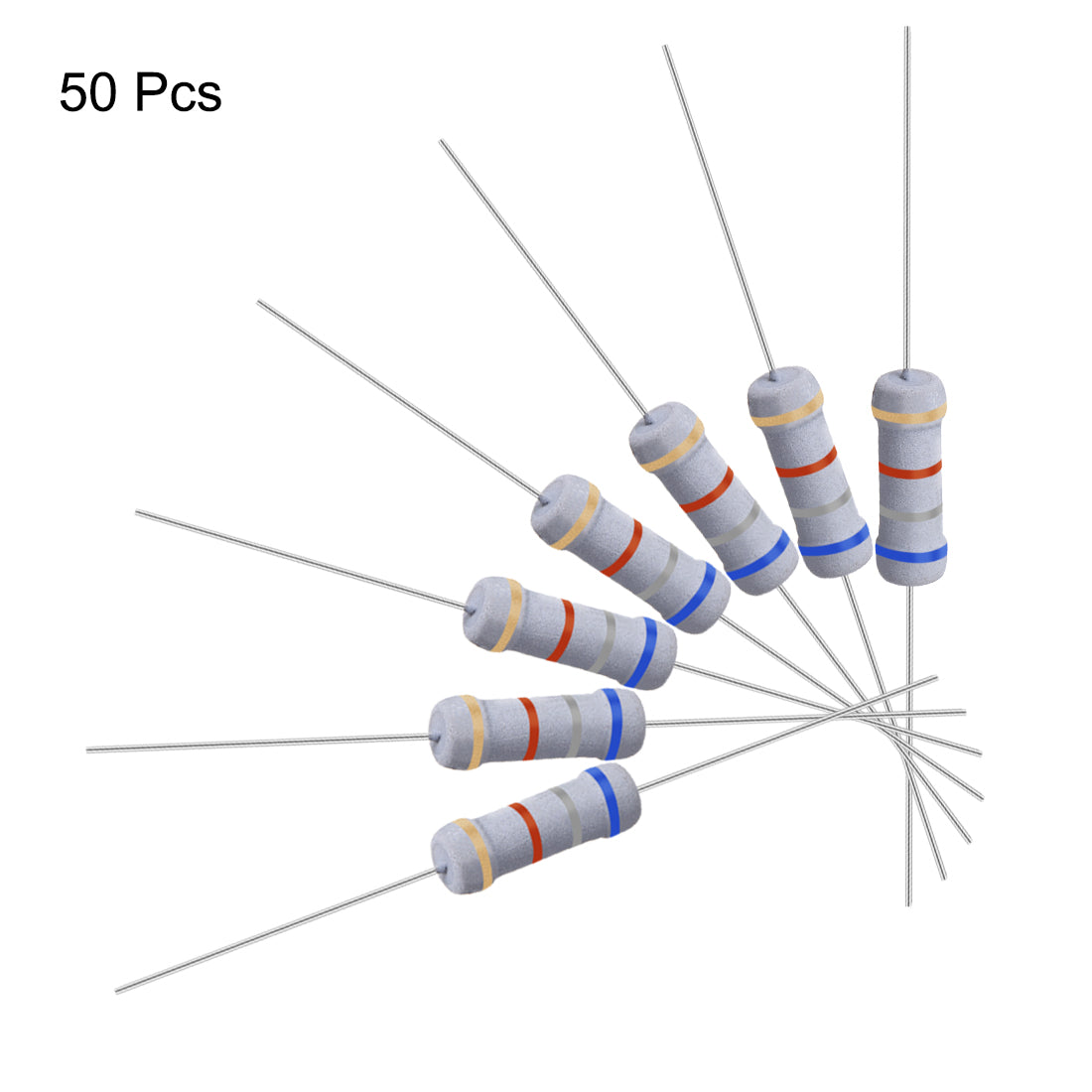 uxcell Uxcell 50 Pcs 1W 1 Watt Metal Oxide Film Resistor Axile Lead 6.8K Ohm ±5% Tolerance