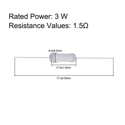 Harfington Uxcell 40pcs 3W Metal Oxide Film Resistor Axile Lead 1.5 Ohm ±5% Tolerance