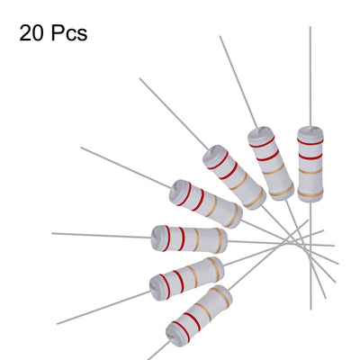 Harfington Uxcell 20pcs 3W 3 Watt Metal Oxide Film Resistor Lead 2.2 Ohm ±5% Tolerance