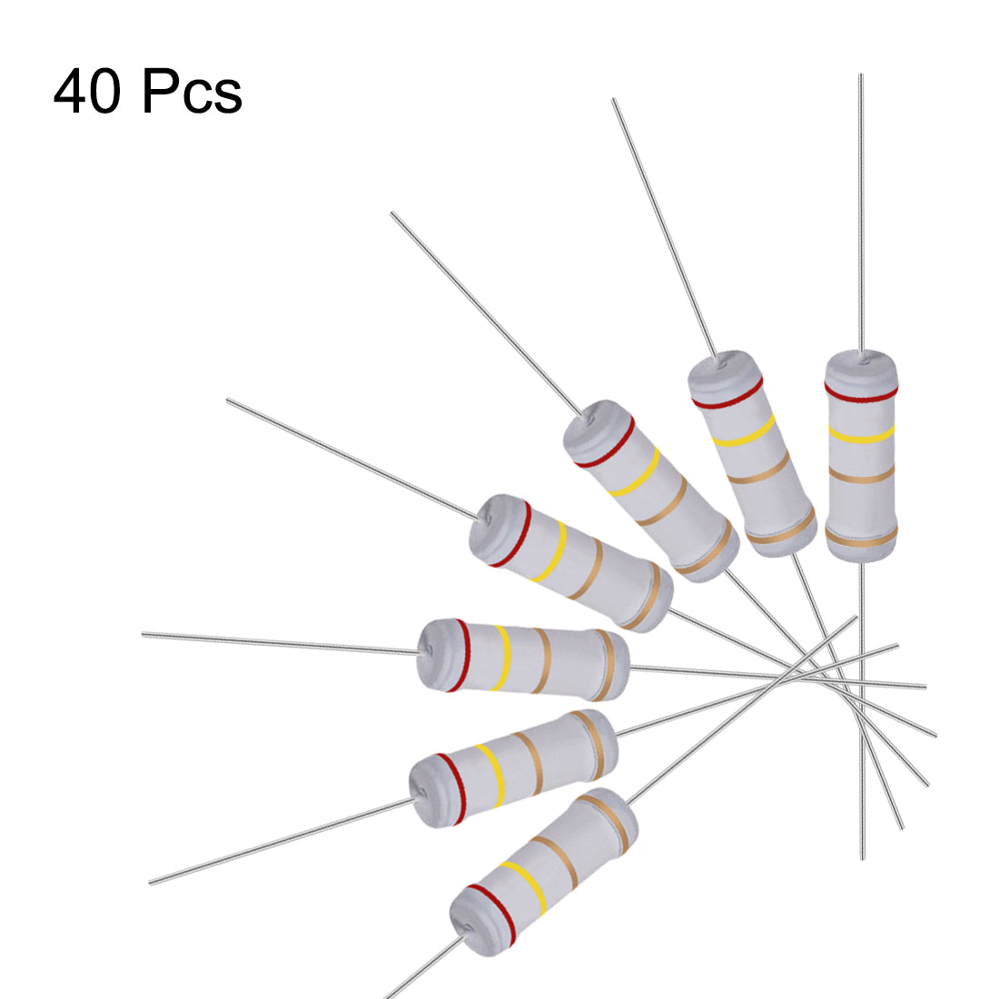 uxcell Uxcell 40pcs 3W 3 Watt Metal Oxide Film Resistor Lead 2.4 Ohm ±5% Tolerance