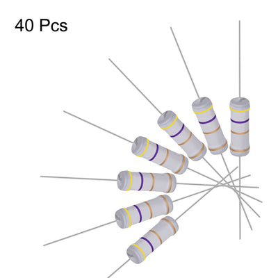 Harfington Uxcell 40pcs 3W 3 Watt Metal Oxide Film Resistor Lead 4.7 Ohm ±5% Tolerance