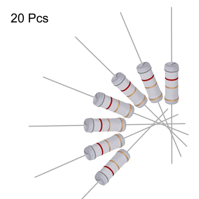 Harfington Uxcell 20pcs 3W 3 Watt Metal Oxide Film Resistor Lead 8.2 Ohm ±5% Tolerance