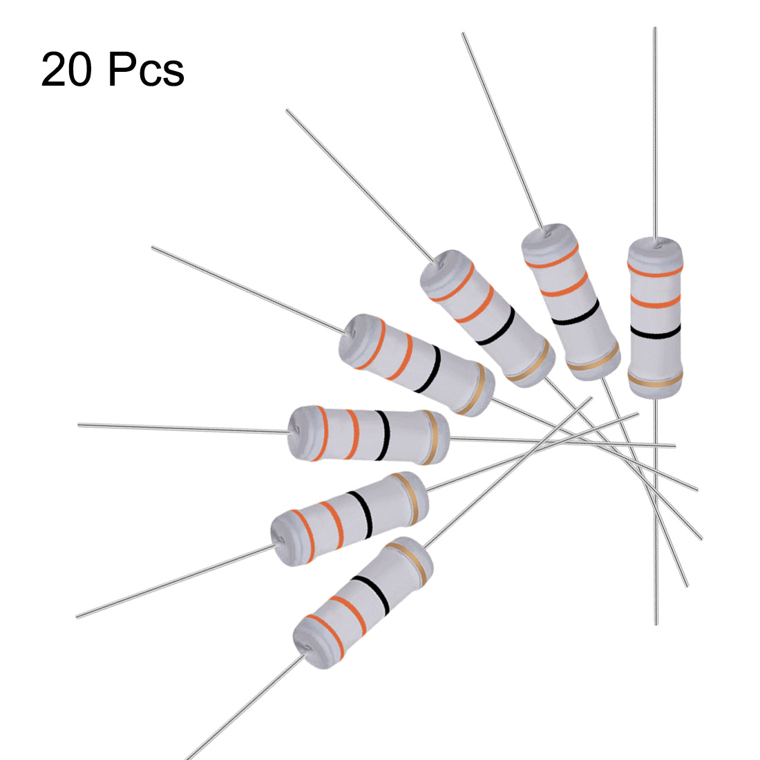 uxcell Uxcell 20pcs 3W 3 Watt Metal Oxide Film Resistor Lead 33 Ohm ±5% Tolerance