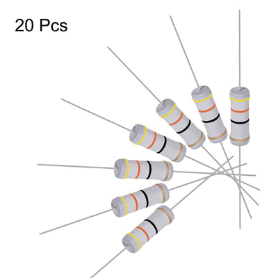 Harfington Uxcell 20pcs 3W 3 Watt Metal Oxide Film Resistor Lead 43 Ohm ±5% Tolerance