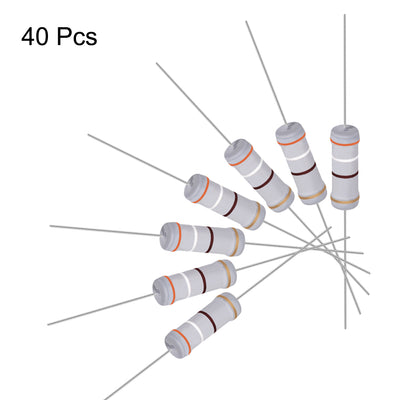 Harfington Uxcell 40pcs 3W 3 Watt Metal Oxide Film Resistor Lead 390 Ohm ±5% Tolerance