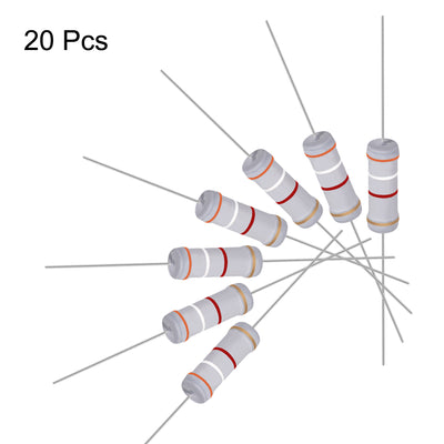 Harfington Uxcell 20pcs 3W 3 Watt Metal Oxide Film Resistor Lead 3.9K Ohm ±5% Tolerance