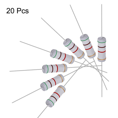 Harfington Uxcell 20pcs 3W 3 Watt Metal Oxide Film Resistor Lead 5.1K Ohm ±5% Tolerance