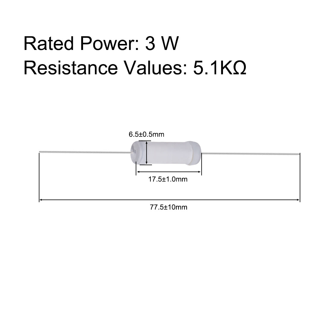 uxcell Uxcell 40pcs 3W 3 Watt Metal Oxide Film Resistor Lead 5.1K Ohm ±5% Tolerance