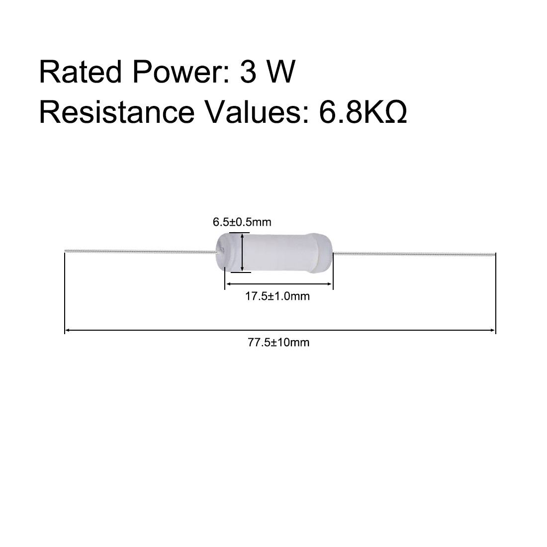 uxcell Uxcell 40pcs 3W 3 Watt Metal Oxide Film Resistor Lead 6.8K Ohm ±5% Tolerance